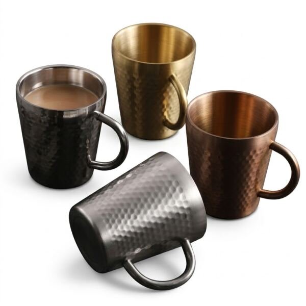 Taza de café de doble capa de acero inoxidable