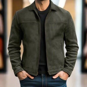 Chaqueta de cuero con solapa
