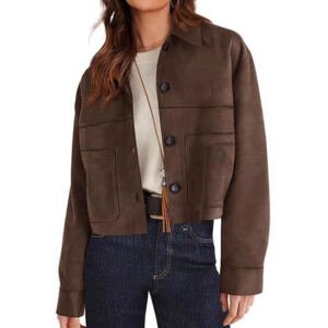 Chaqueta corta de gamuza sintética