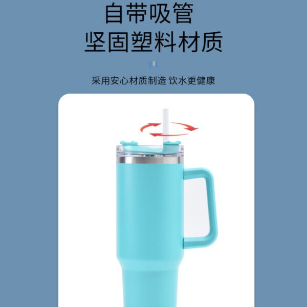 Taza de viaje transfronteriza de acero inoxidable de 40 onzas con mango de gran capacidad, taza de paja con aislamiento térmico y frío, taza de hielo grande personalizable al por mayor